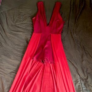 Red Romper w/ long train